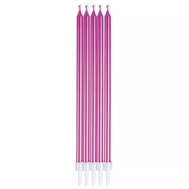 10 candeline giganti rosa metallizzato 16cm